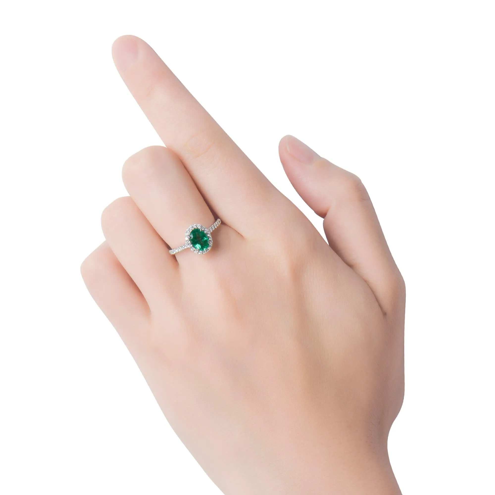 Vivid Green Emerald And Diamond Ring, 1.00 Ct. (1.27 Ct. TW), G2106160429,Emerald Rings