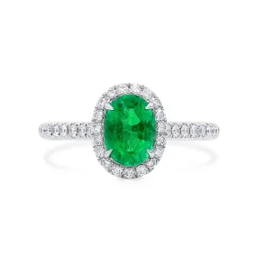 Vivid Green Emerald And Diamond Ring, 1.00 Ct. (1.27 Ct. TW), G2106160429,Emerald Rings