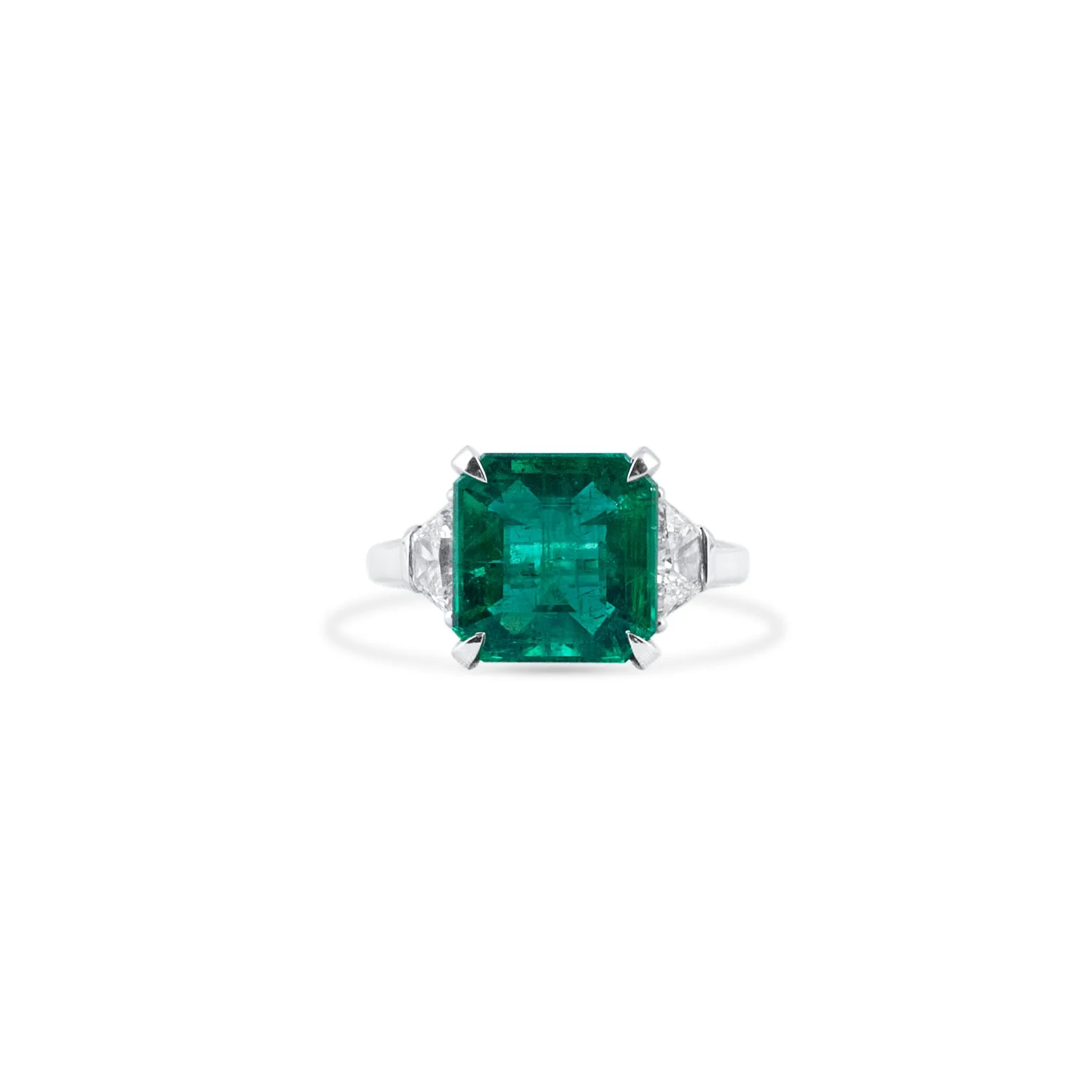 Vivid Green Emerald And Diamond Ring, 4.81 Ct. (5.51 Ct. TW), GRS2018-058321,Emerald Rings