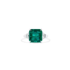 Vivid Green Emerald And Diamond Ring, 4.81 Ct. (5.51 Ct. TW), GRS2018-058321,Emerald Rings