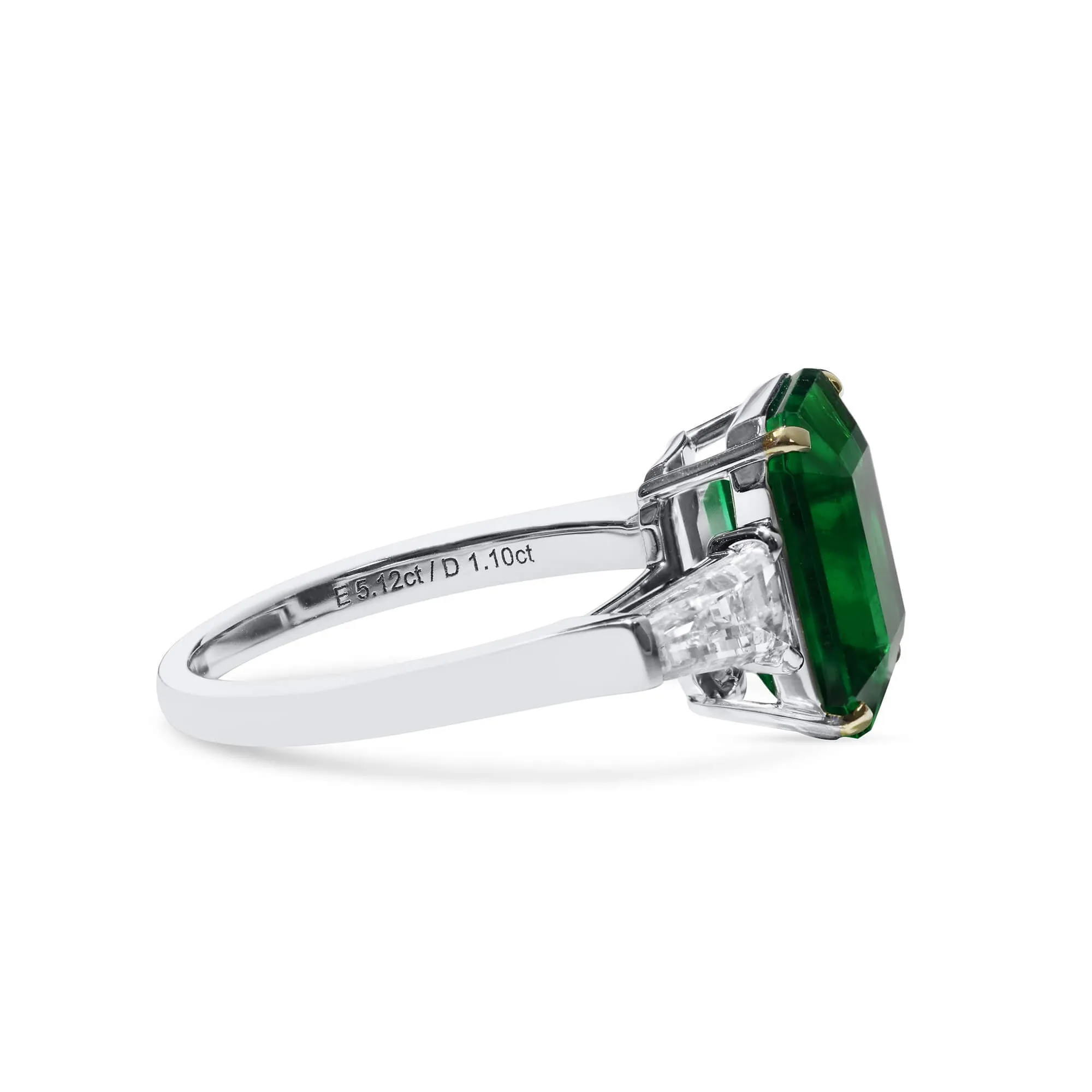 Vivid Green Emerald And Diamond Ring|5.12 Ct. (6.22 Ct. TW), GRS2022-058014,Emerald Rings
