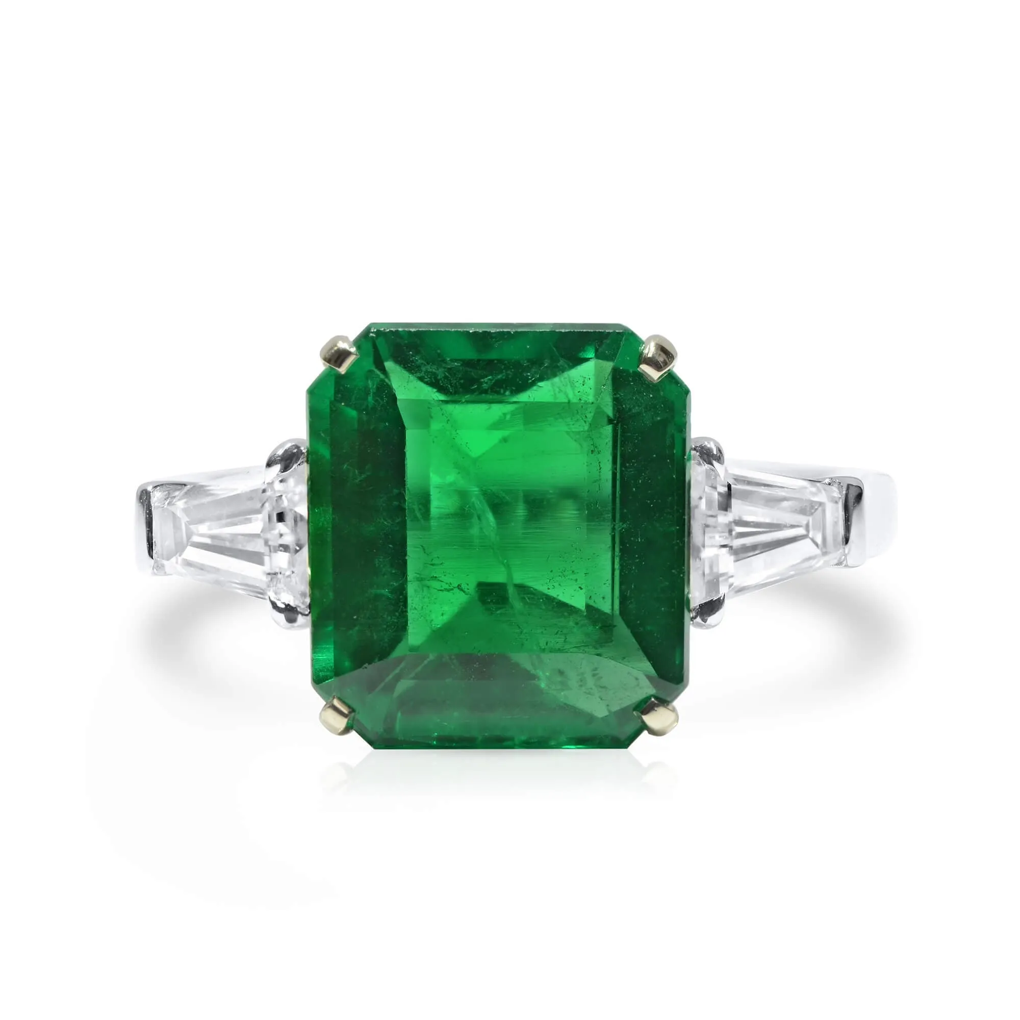 Vivid Green Emerald And Diamond Ring|5.12 Ct. (6.22 Ct. TW), GRS2022-058014,Emerald Rings