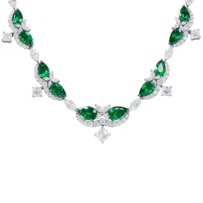 Vivid Green Emerald Necklace, 38.45 Ct. TW, Pear shape C.DUNAIGRE Certified,Emerald Pendant