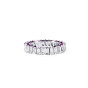 White Diamond & Ruby Eternity Band Ring, 3.69 Ct. (6.24 Ct. TW), Emerald Shape,Eternity Rings