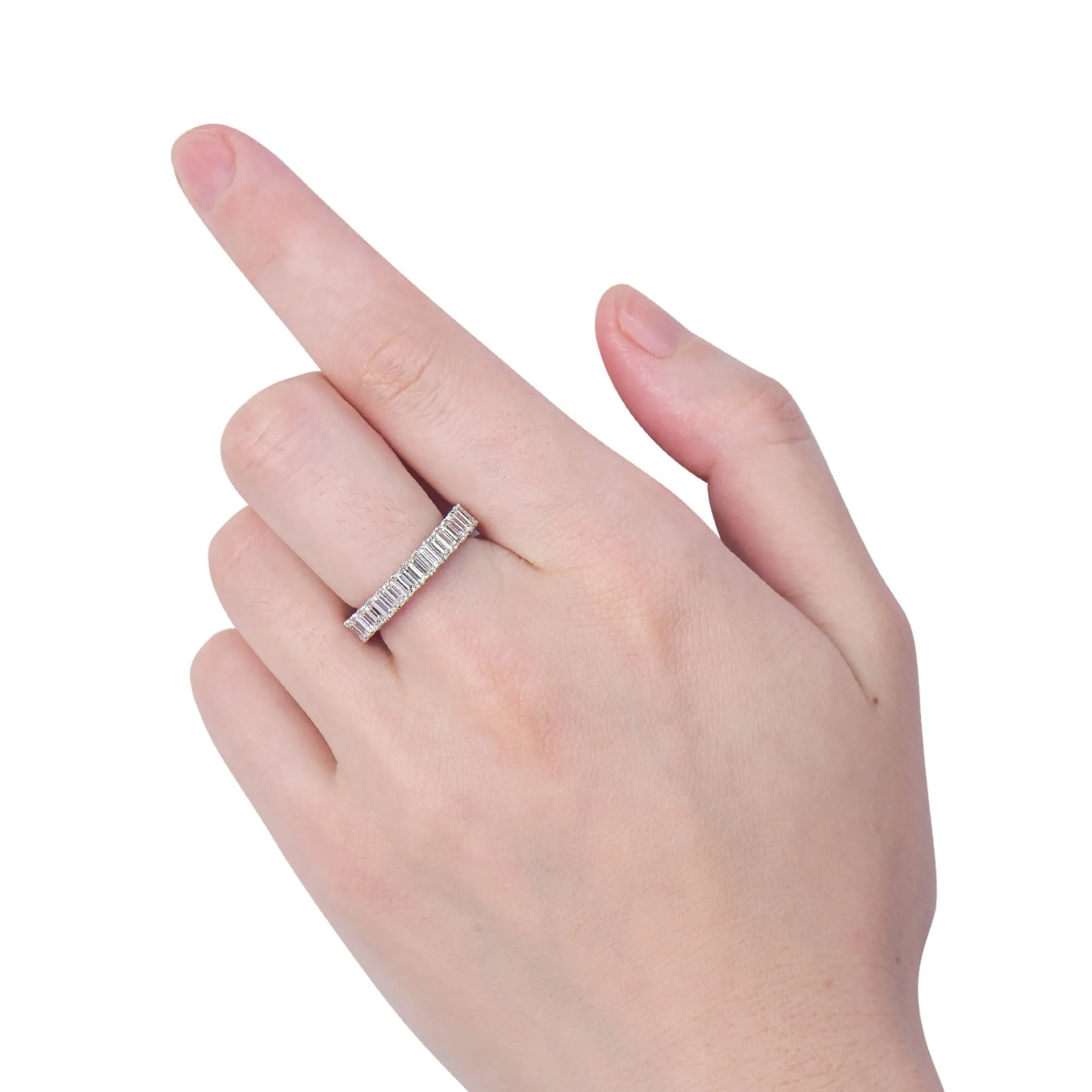 White Diamond & Ruby Eternity Band Ring, 3.69 Ct. (6.24 Ct. TW), Emerald Shape,Eternity Rings