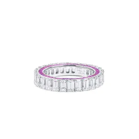 White Diamond & Ruby Eternity Band Ring, 3.78 Ct. (6.46 Ct. TW), Emerald Shape,Eternity Rings