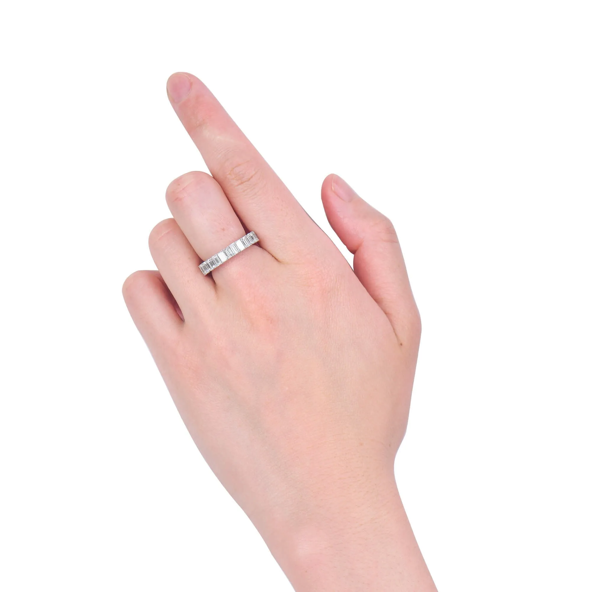 White Diamond & Ruby Eternity Band Ring, 3.78 Ct. (6.46 Ct. TW), Emerald Shape,Eternity Rings