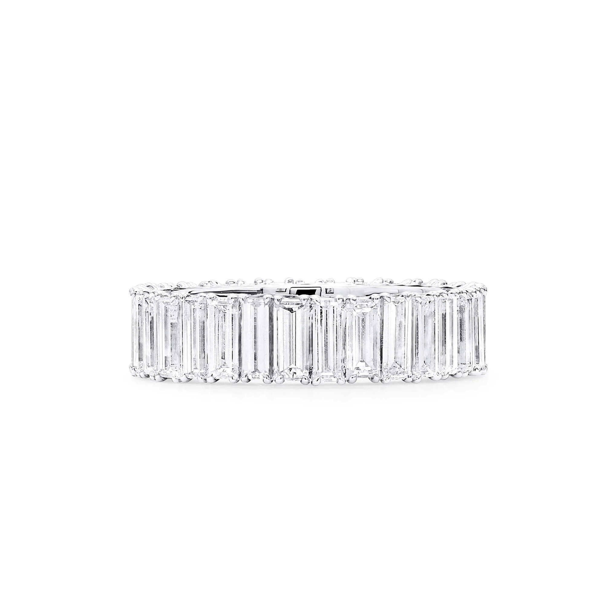 White Diamond and Emerald Eternity Band Ring, 4.87 Ct. (7.75 Ct. TW), Baguette shape,Eternity Rings