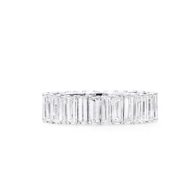White Diamond and Emerald Eternity Band Ring, 4.87 Ct. (7.75 Ct. TW), Baguette shape,Eternity Rings