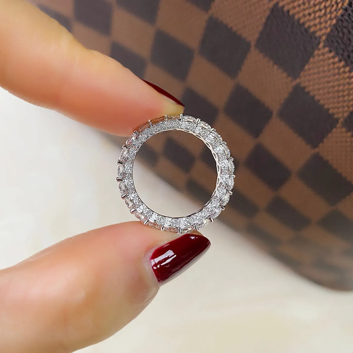 White Diamond Ring, 2.57 Ct. TW, Round shape,Eternity Rings