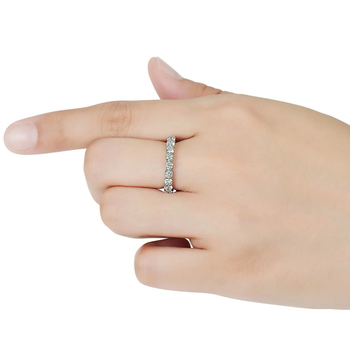 White Diamond Ring, 2.57 Ct. TW, Round shape,Eternity Rings