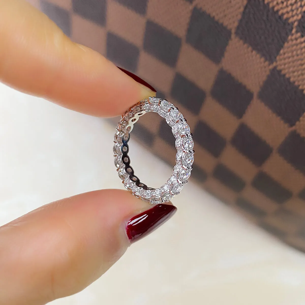 White Diamond Ring, 2.57 Ct. TW, Round shape,Eternity Rings