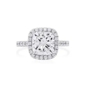 White Diamond Ring, 3.64 Ct. TW, Cushion Shape, GIA Certified,Rings Jewelry