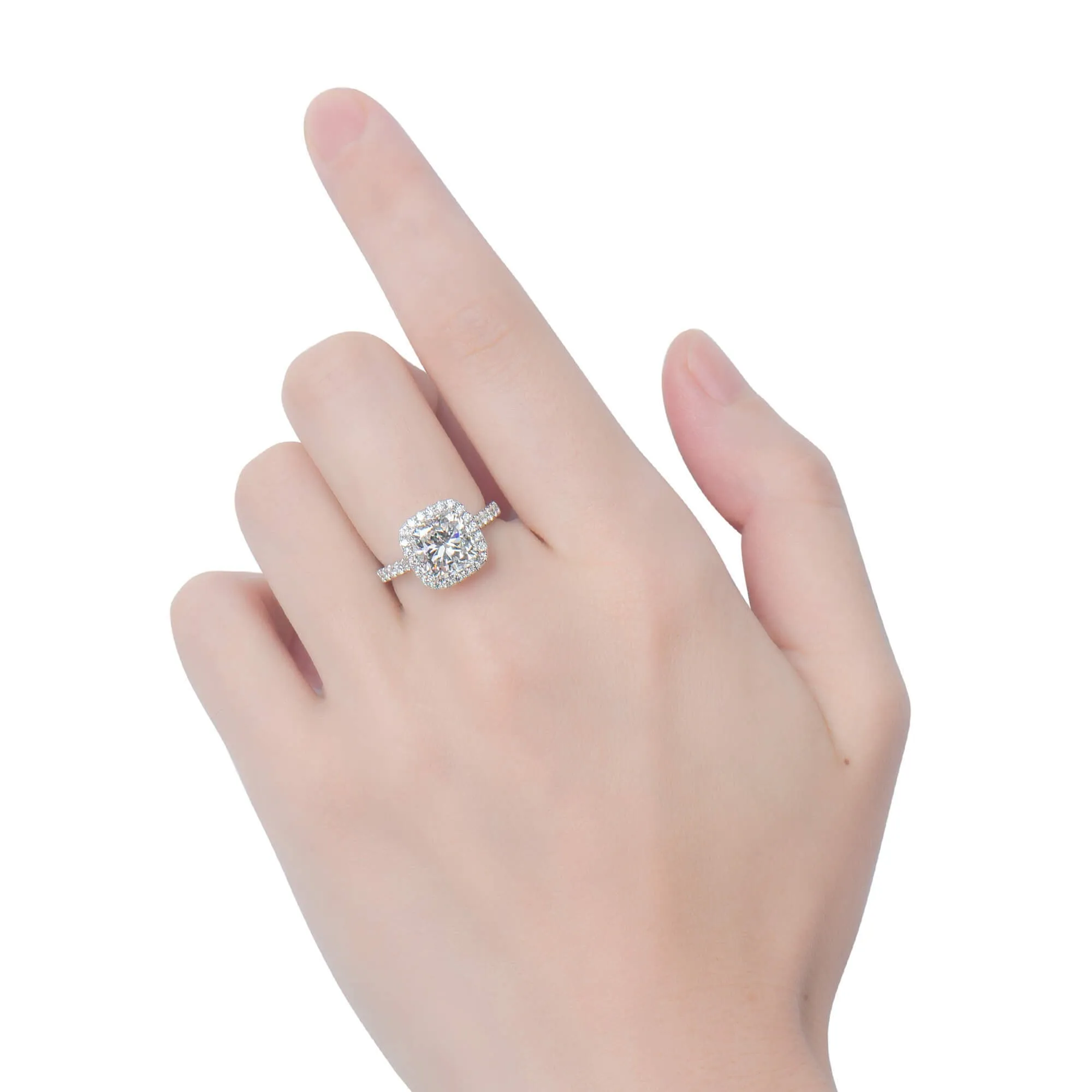 White Diamond Ring, 3.64 Ct. TW, Cushion Shape, GIA Certified,Rings Jewelry