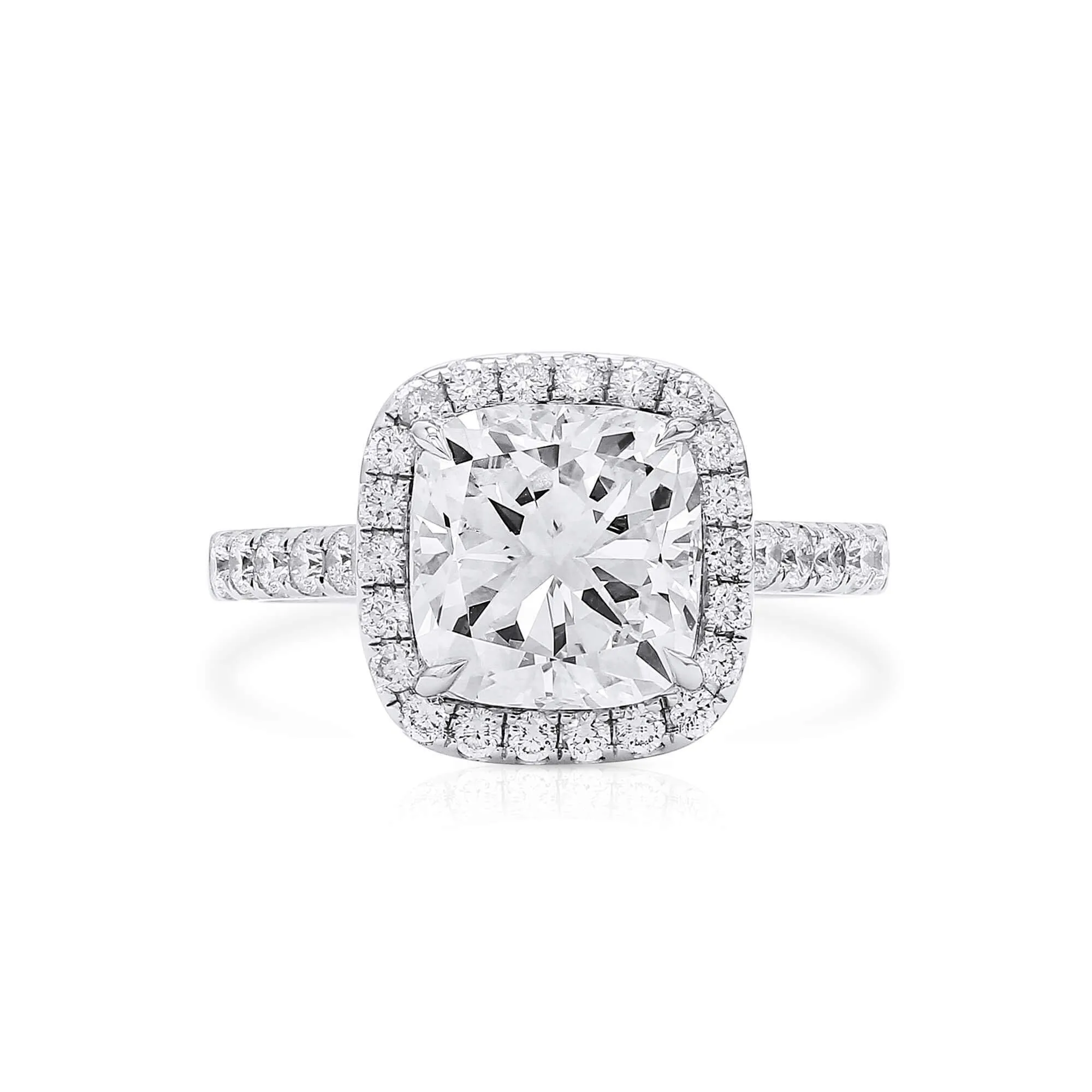 White Diamond Ring, 3.64 Ct. TW, Cushion Shape, GIA Certified,Rings Jewelry
