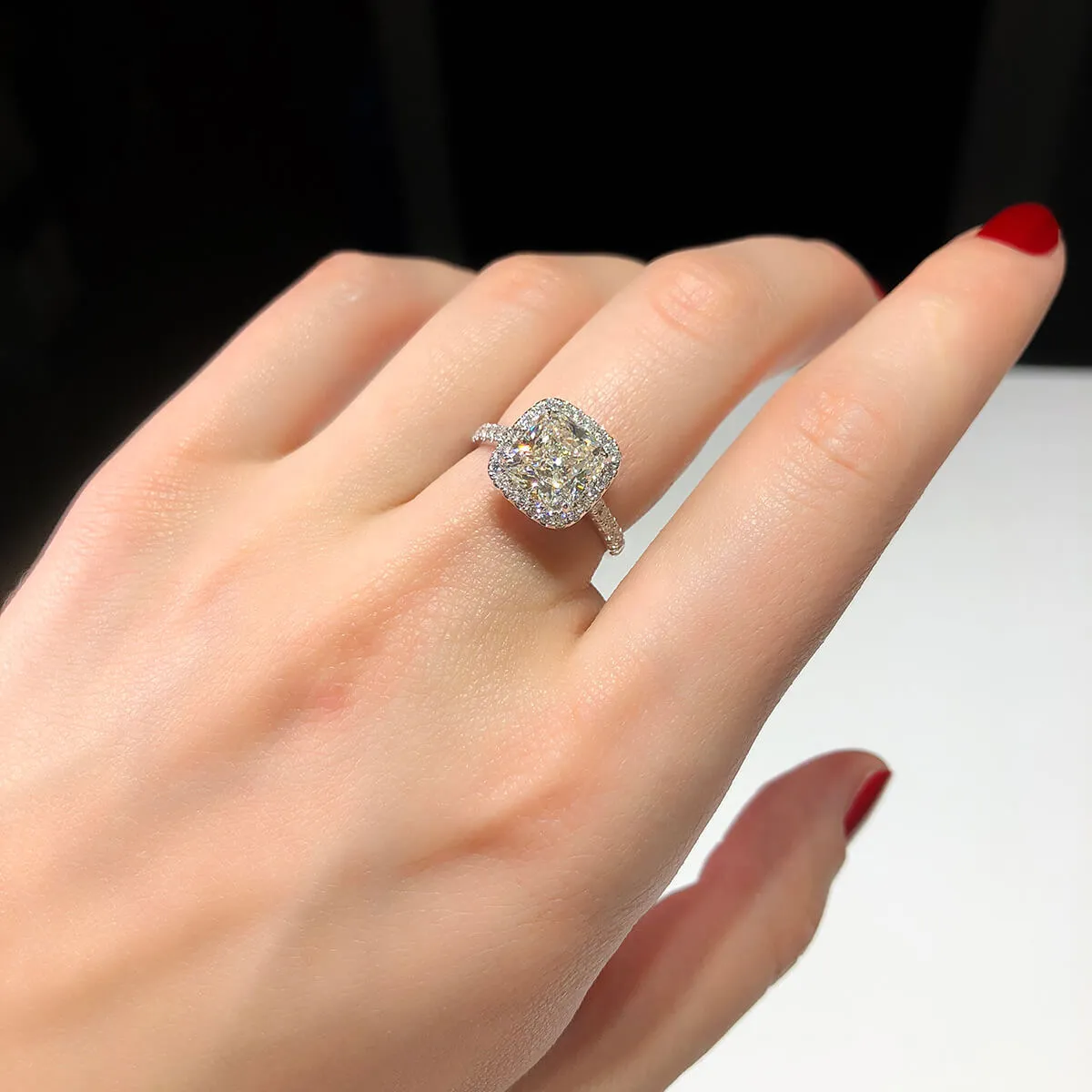 White Diamond Ring, 3.76 Ct. TW, Cushion Shape, GIA Certified,Rings Jewelry