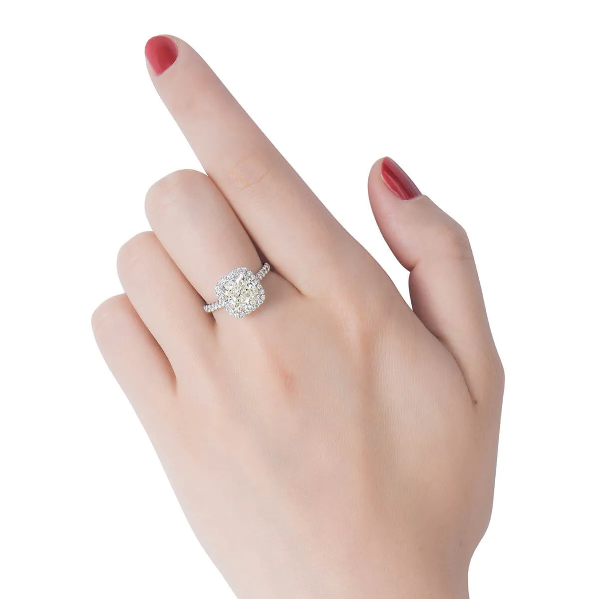 White Diamond Ring, 3.76 Ct. TW, Cushion Shape, GIA Certified,Rings Jewelry