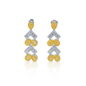 Yellow and White Diamond Earrings, 2.74 Ct. (4.58 Ct. TW), Multishape,Earrings Diamond Yellow