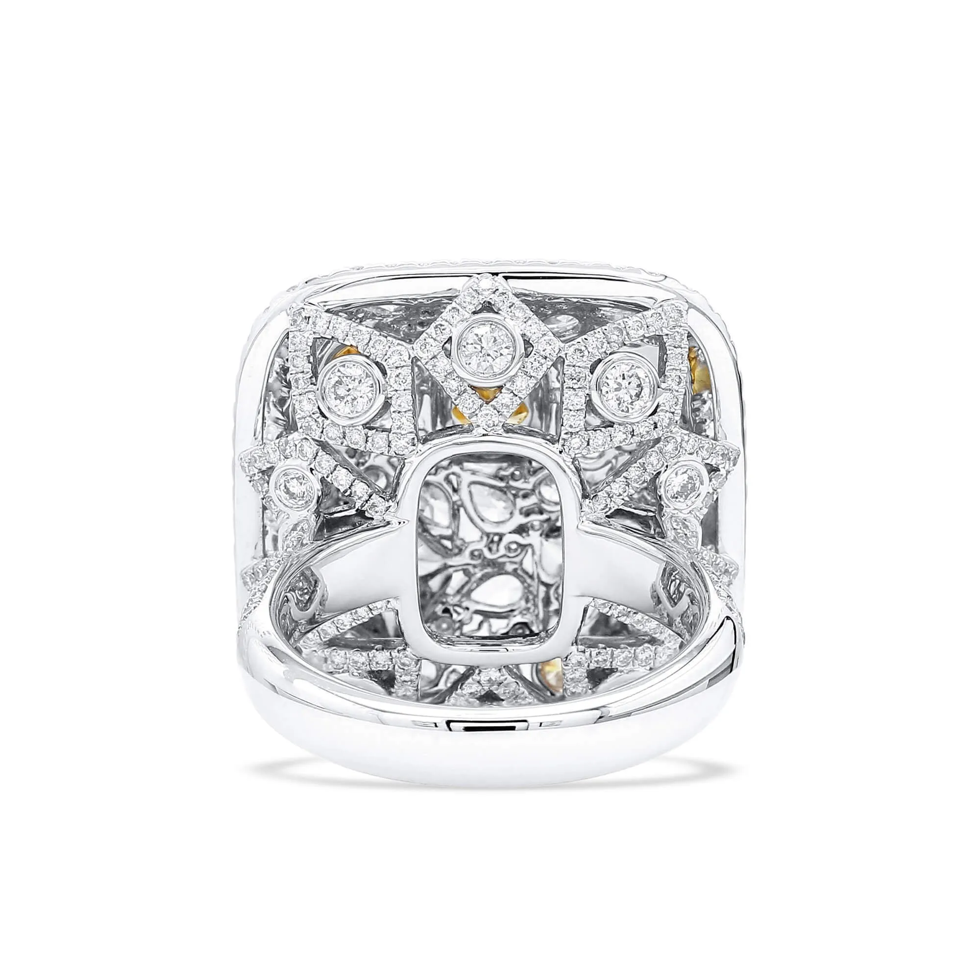 Yellow and White Diamond Ring,  6.39  CT. TW, Multishape,Rings Colored Diamond